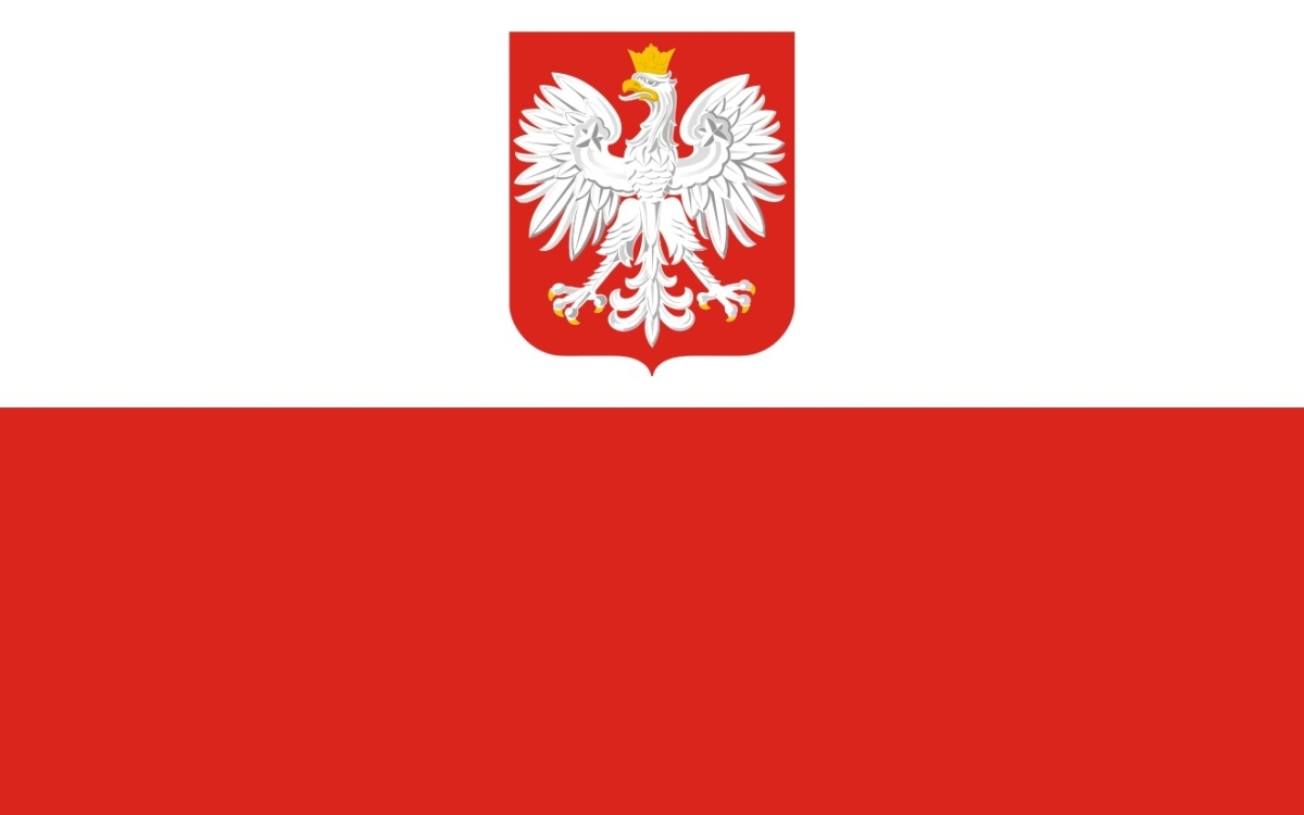 Flaga Polski z herbem / projekt